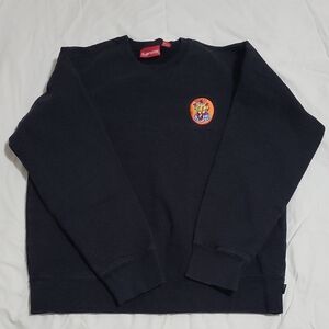 Supreme Navy Crewneck Sweater with Embroidered Patch